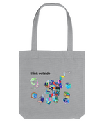 Think Outside recycled canvas tote bag in Heather Grey – hand-drawn cubes pattern by Ivana Barišić Tomšić