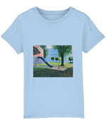 Blue Slide kids organic t-shirt in Blue Soul – blue slide in a sunny park