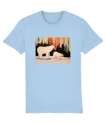 Bear Explorer organic t-shirt in Blue Soul – painting of two polar bears under northern-light colours