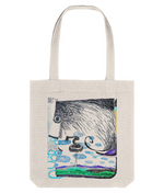 Wind recycled canvas tote bag in Natural – wind bending a tree over blue hills