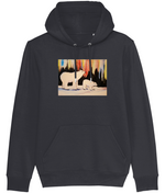 Bear Explorer organic hoodie in Black – painting of two polar bears under northern-light colours